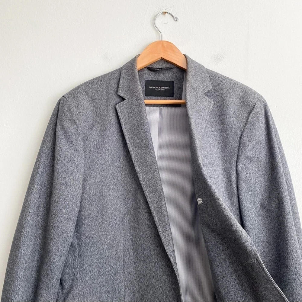 Banana Republic Men’s Sport Coat Blazer Suit Jacket Cotton Gray Tailored Fit 44R